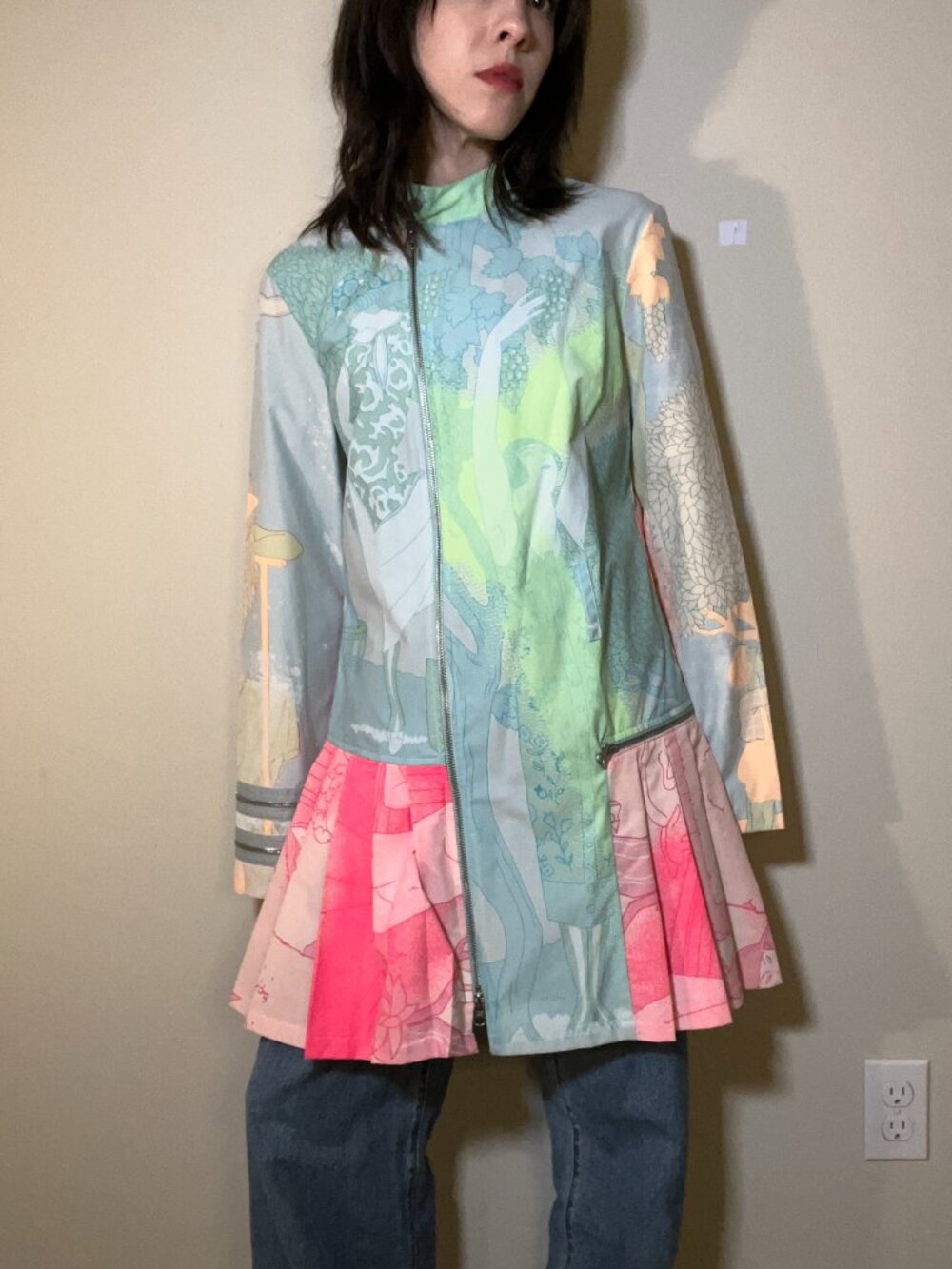 Amazing RARE sample sale zip spring moto jacket pastel rainbow - Picture 3 of 8